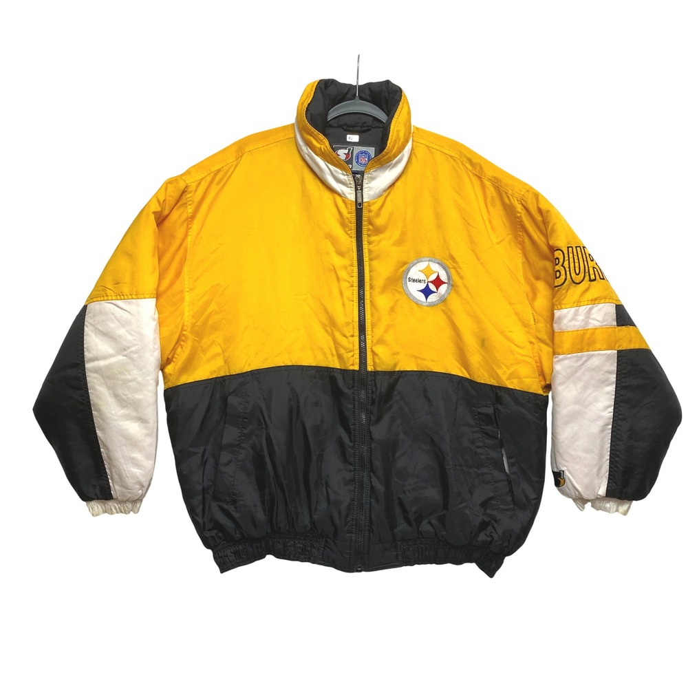 Vintage Pittsburgh Steelers NFL Jacket Mens L Black Yellow White Starter 1 NFL